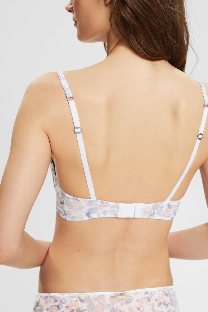Made of recycled material: padded bra with a floral pattern, WHITE, detail image number 4