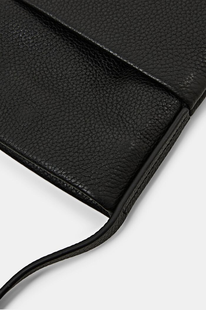 Leather phone sleeve, BLACK, detail image number 1
