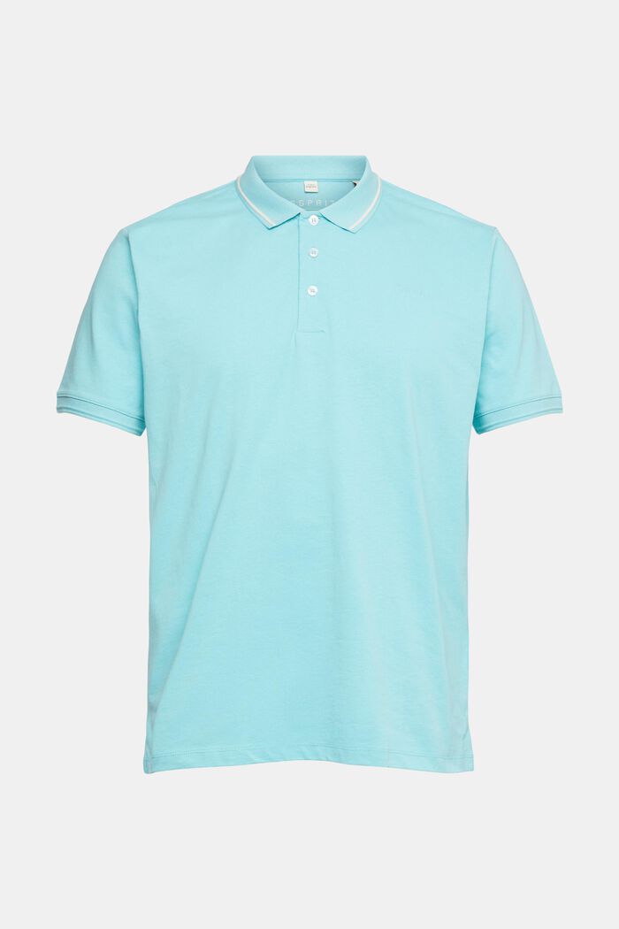 Linen blend: polo shirt with an embroidered logo, LIGHT TURQUOISE, detail image number 6