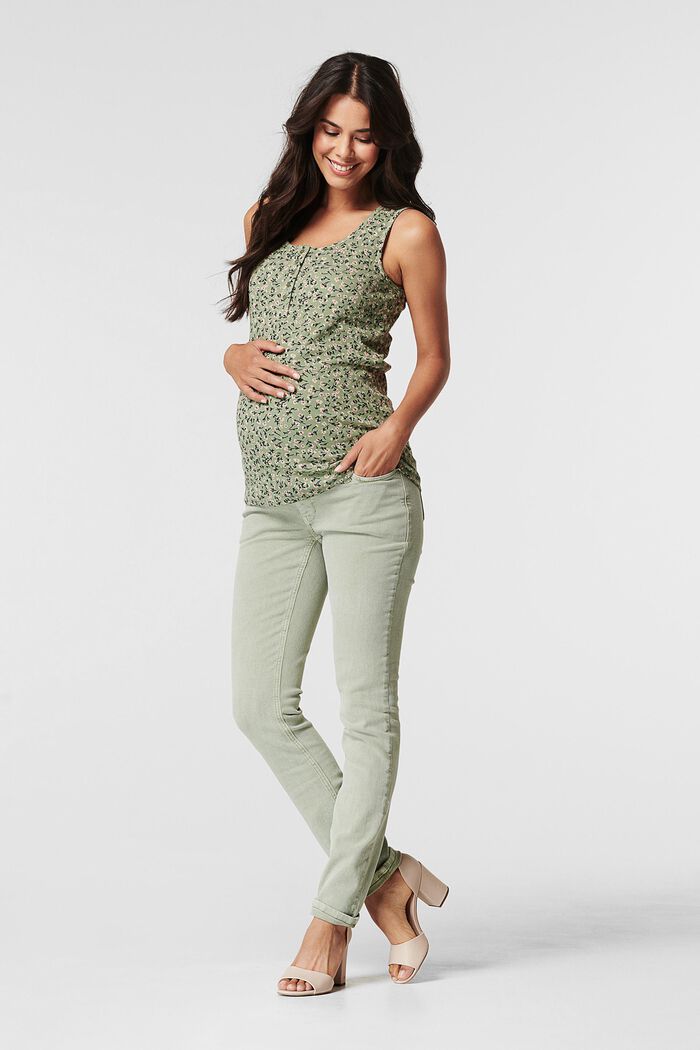 Stretch trousers with an over-bump waistband