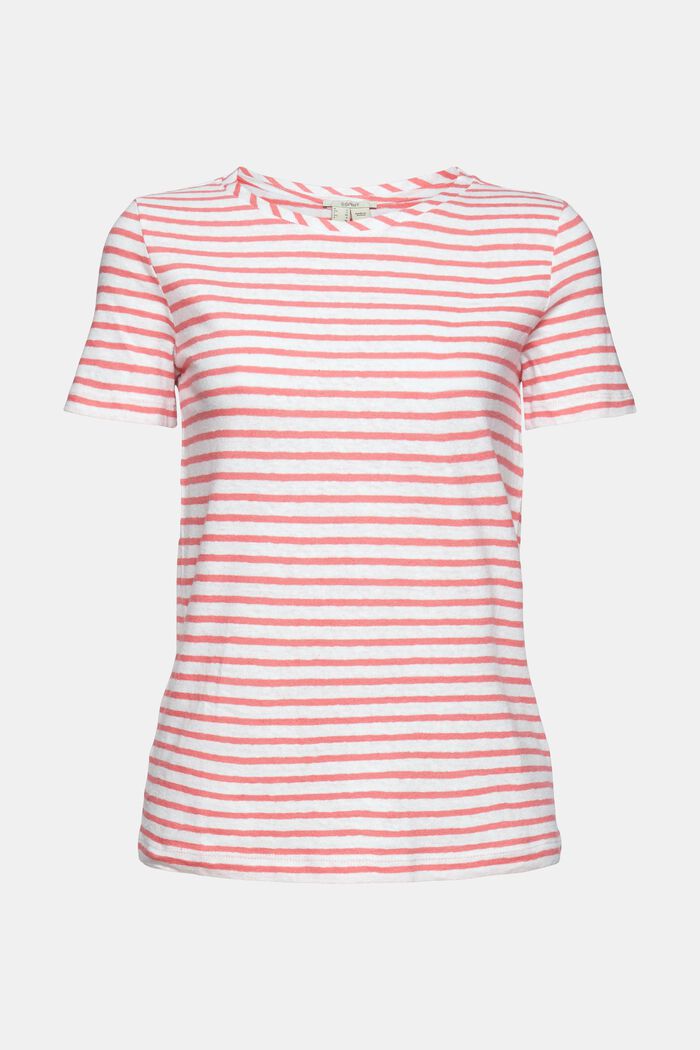 With linen: striped T-shirt, CORAL RED, detail image number 2
