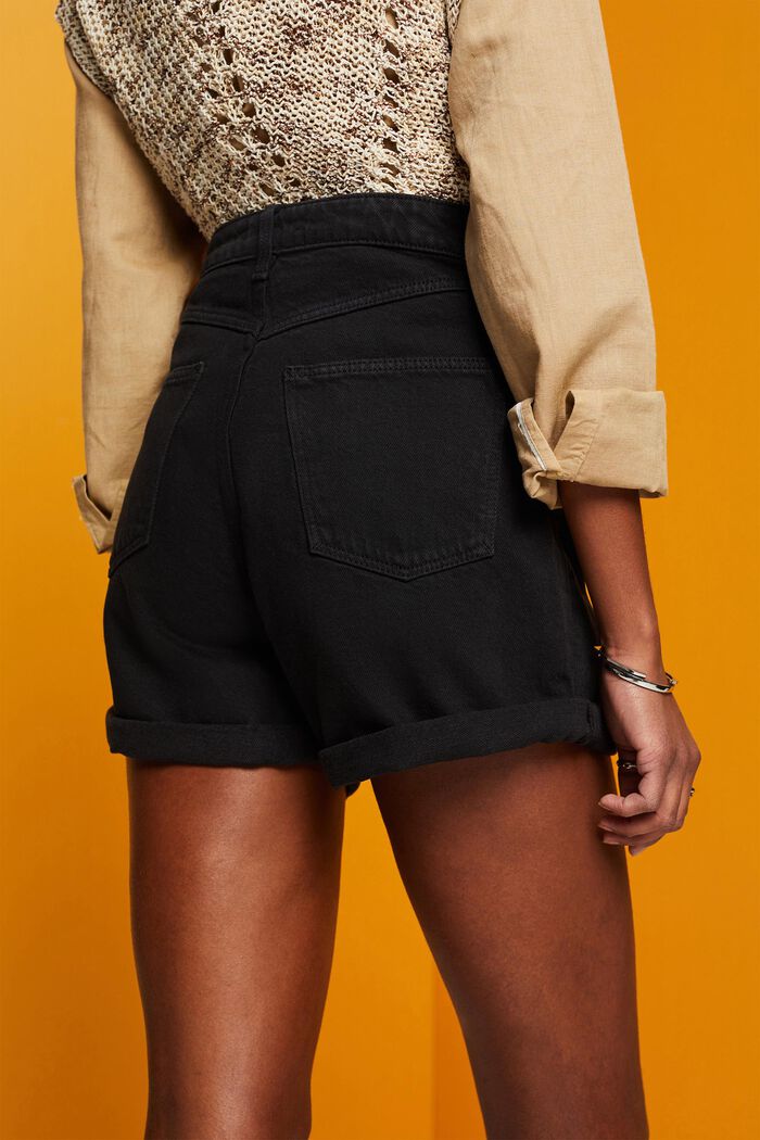 High-rise shorts with linen, BLACK, detail image number 2
