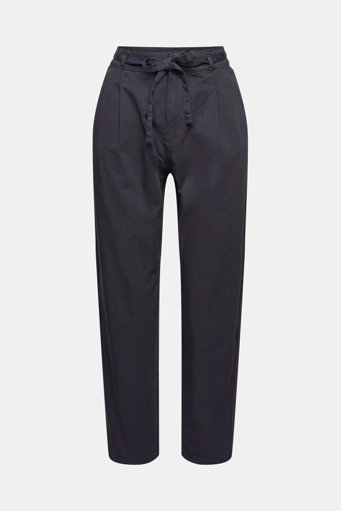Chinos with a tie-around belt made of pima cotton, NAVY, detail image number 2