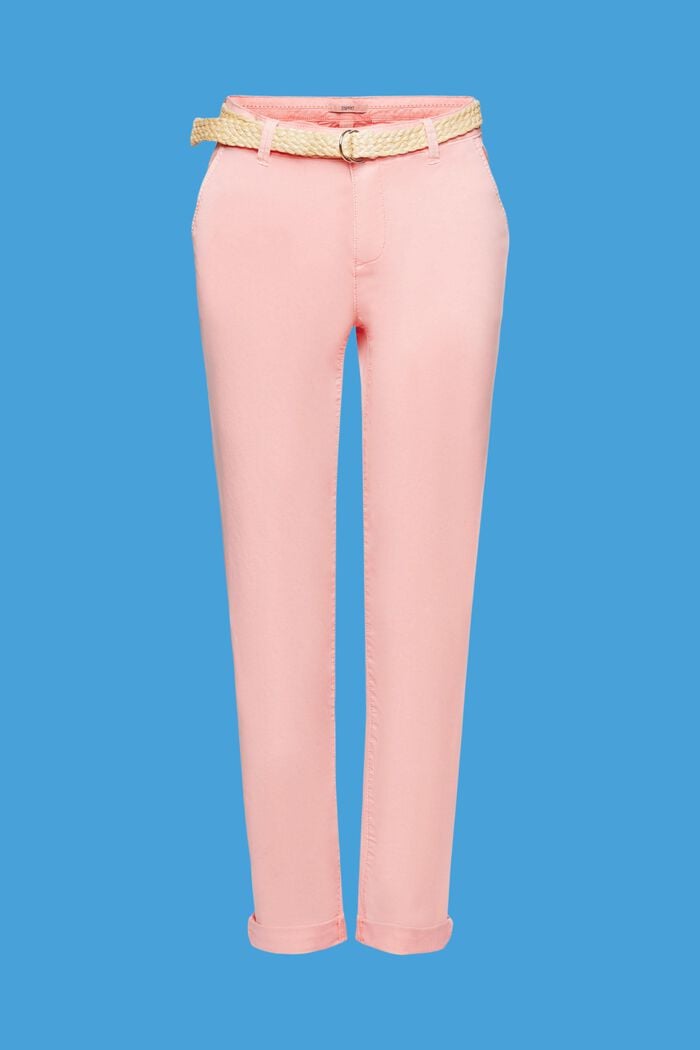 Lightweight stretch chinos with belt, PINK, detail image number 6