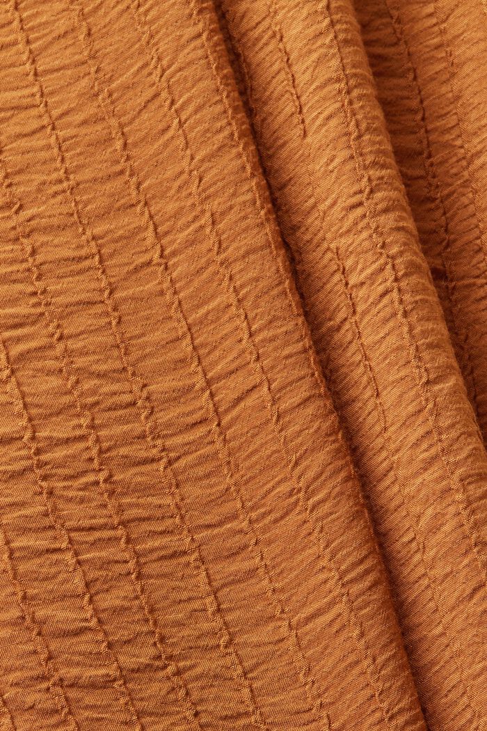 Textured Long Sleeve Blouse, CARAMEL, detail image number 5