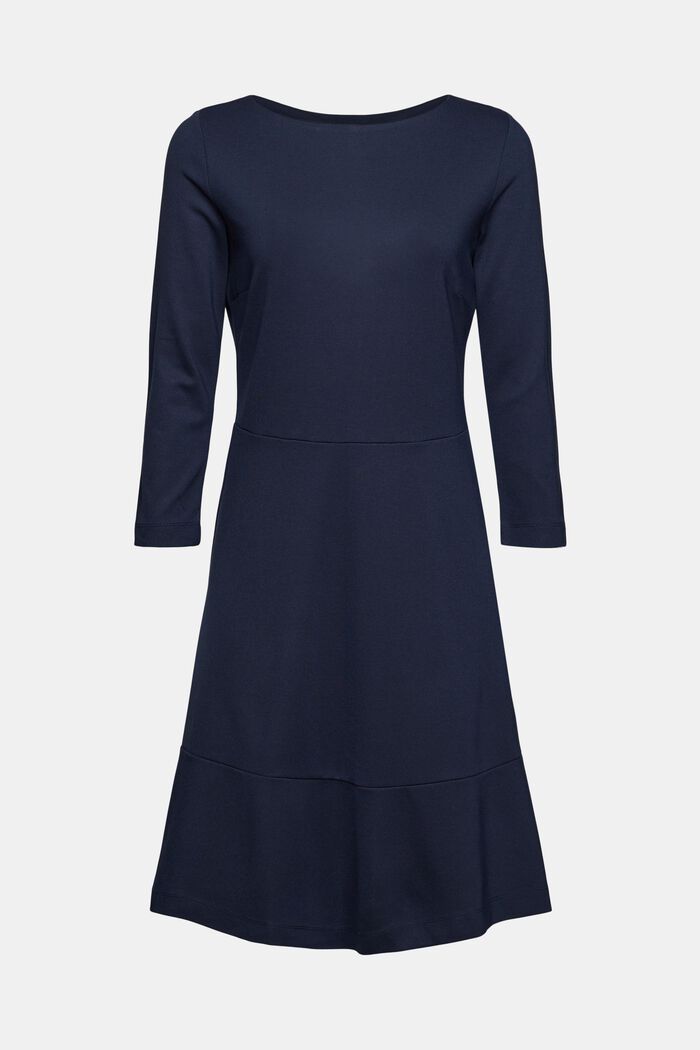 Knee-length knit dress with a flounce hem, NAVY, detail image number 8
