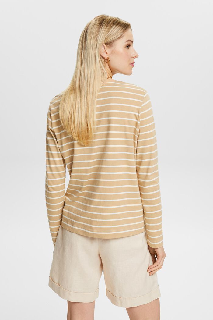 Striped Long Sleeve Top, BEIGE, detail image number 2