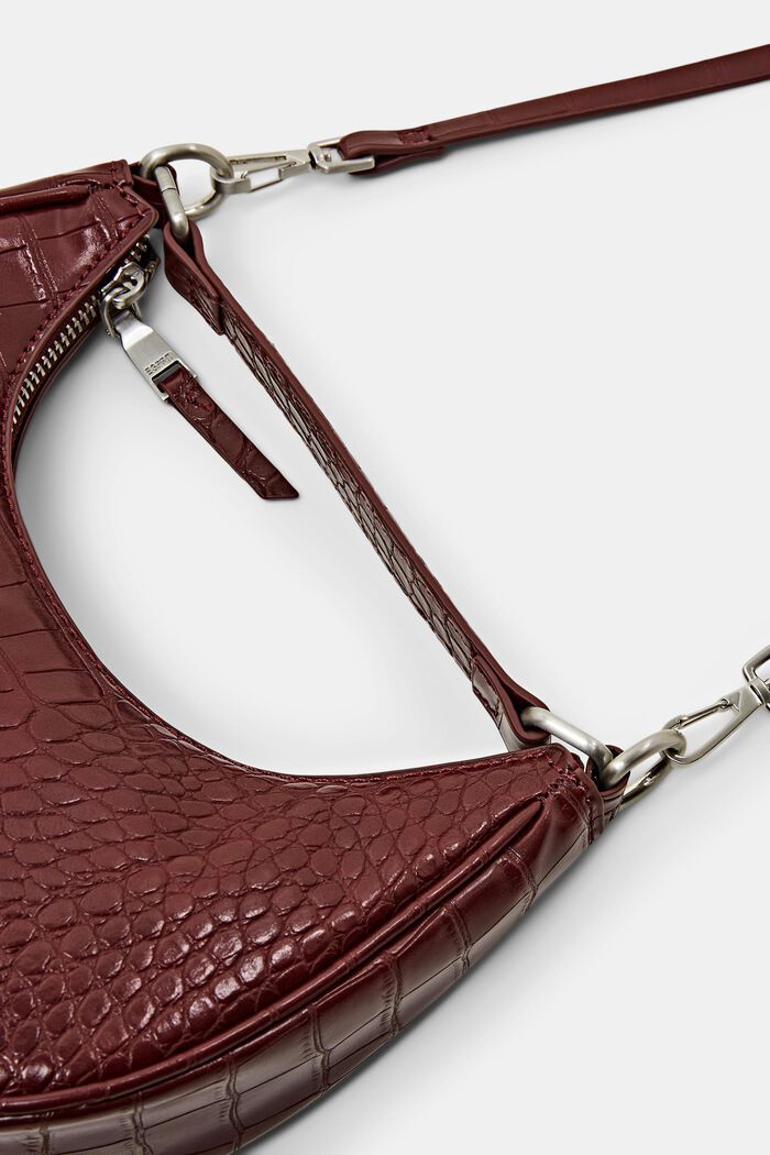 Faux Leather Crescent Bag, GARNET RED, detail image number 1