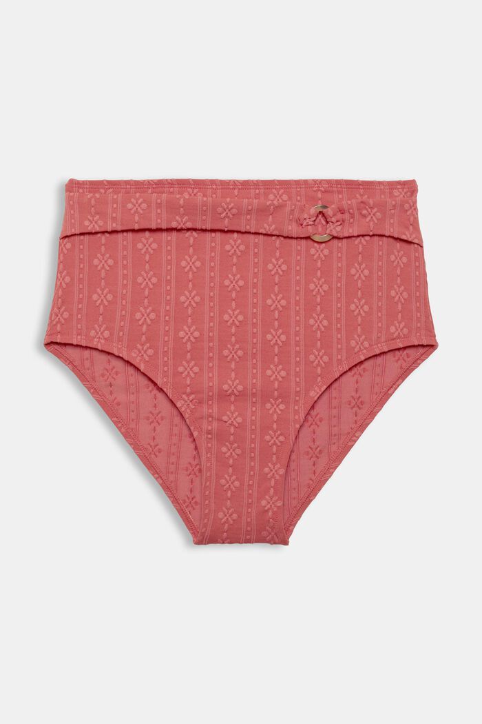 High-waisted bikini bottoms with a textured pattern, BLUSH, detail image number 4