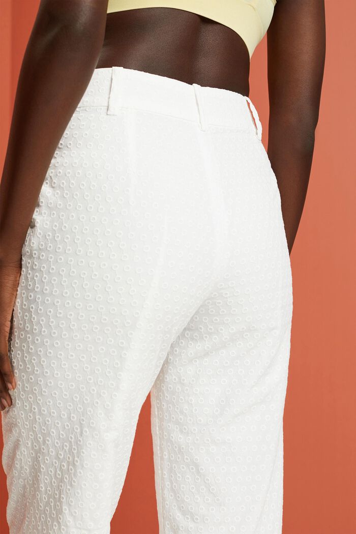 Embroidered trousers, 100% cotton, WHITE, detail image number 4