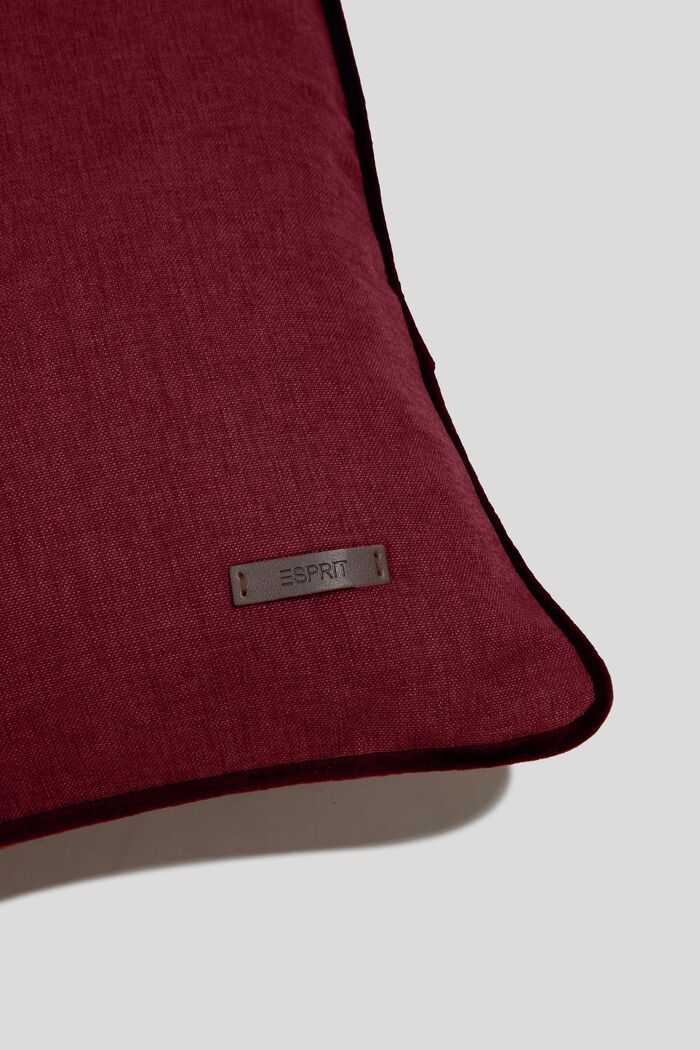 Decorative cushion cover with velvet piping, DARK RED, detail image number 1