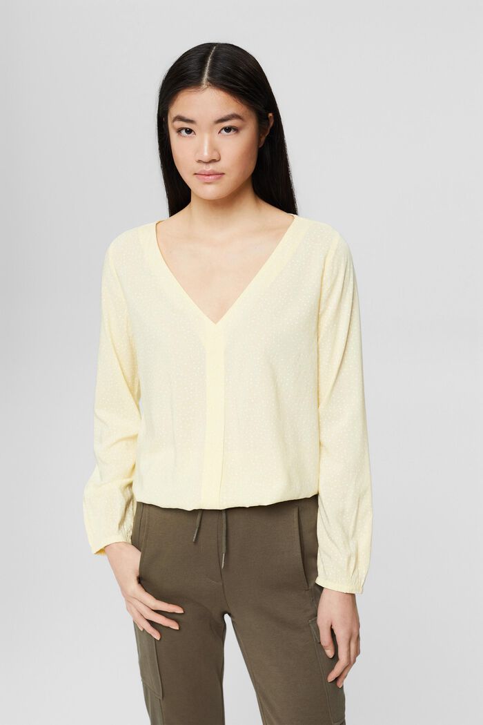 Print blouse with LENZING™ ECOVERO™, PASTEL YELLOW, detail image number 0