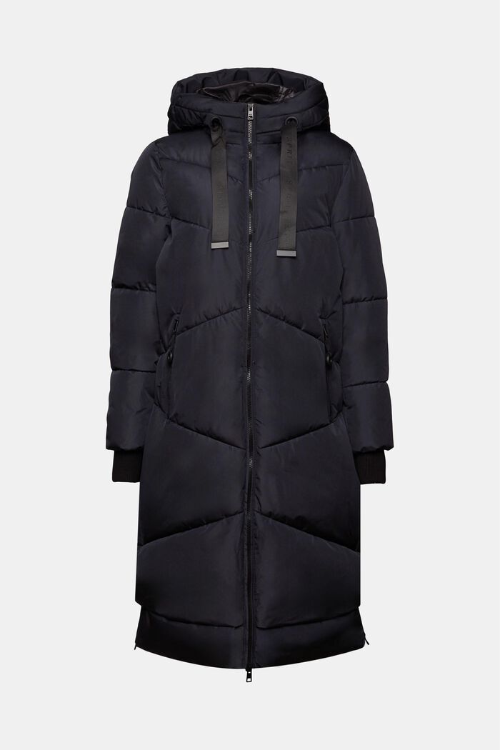 Hooded Quilted Puffer Coat, BLACK, detail image number 6