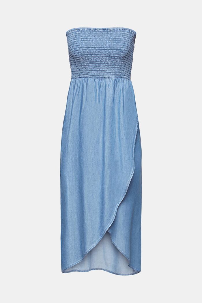 Faux-denim smocked tube dress, BLUE MEDIUM WASHED, detail image number 5