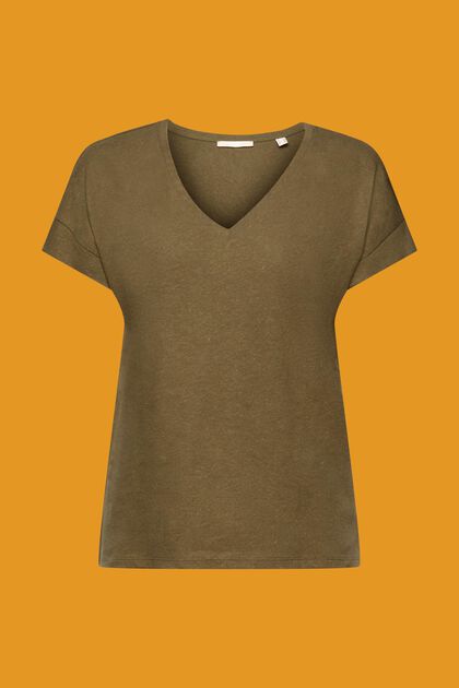 Linen blend: V-neck T-shirt