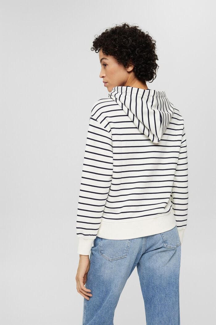 Striped hoodie in 100% cotton, OFF WHITE, detail image number 3