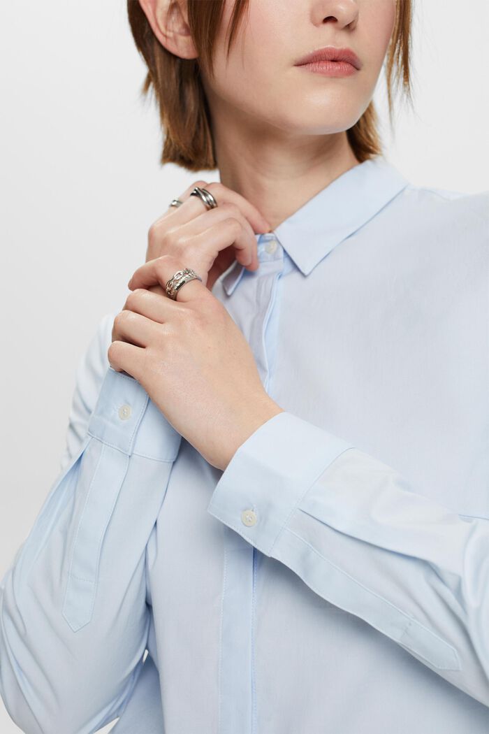 Long-Sleeve Poplin Shirt, PASTEL BLUE, detail image number 3