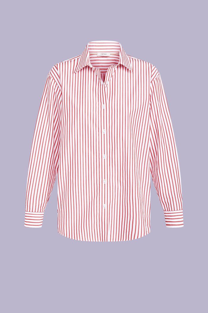 Striped Cotton-Poplin Shirt, DARK RED, detail image number 6