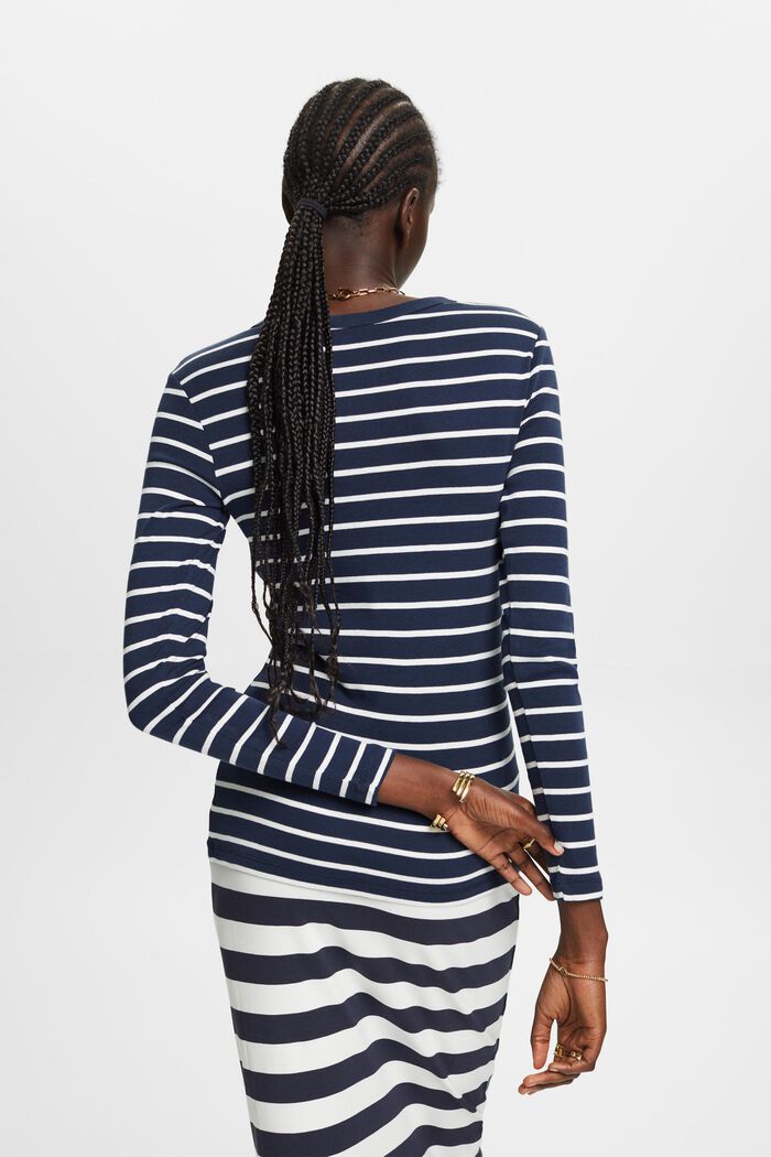 Striped long sleeve top, organic cotton, NAVY, detail image number 4