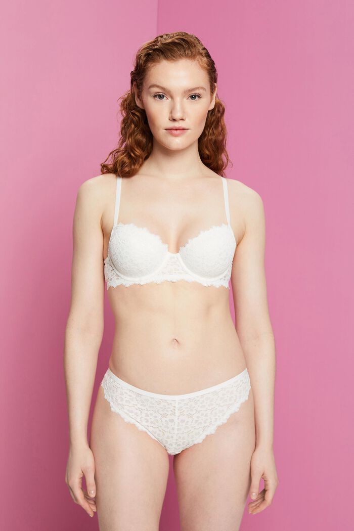 Padded underwire lace bra, OFF WHITE, detail image number 0