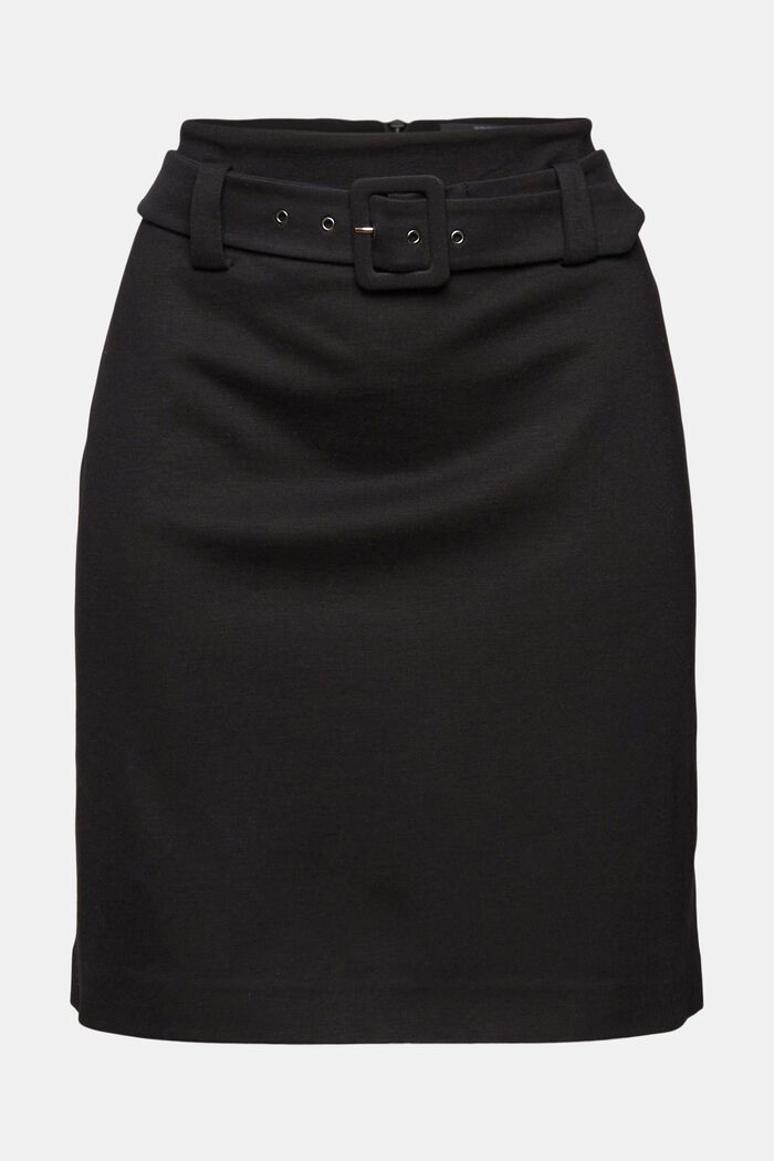 Punto jersey mini skirt with a belt, BLACK, detail image number 7