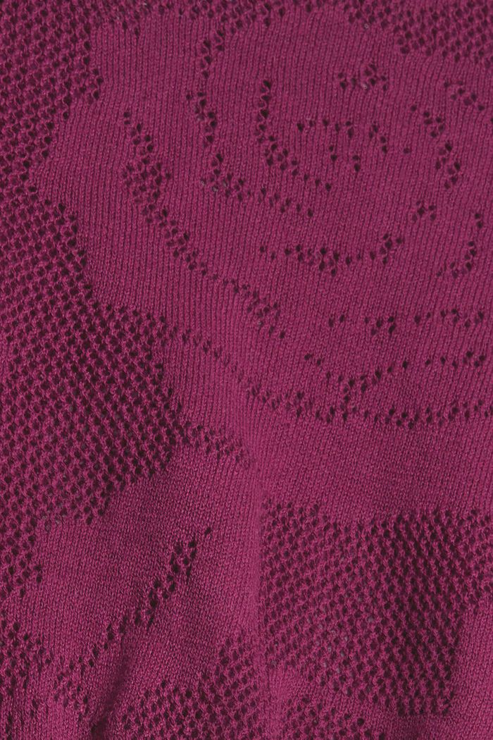 Jumper in openwork knit fabric, PLUM RED, detail image number 1
