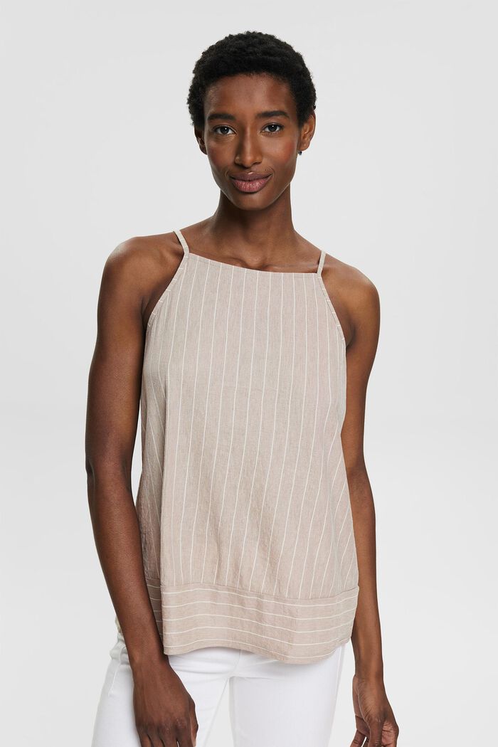 Strappy top with pinstripes and a button placket, TAUPE, detail image number 1