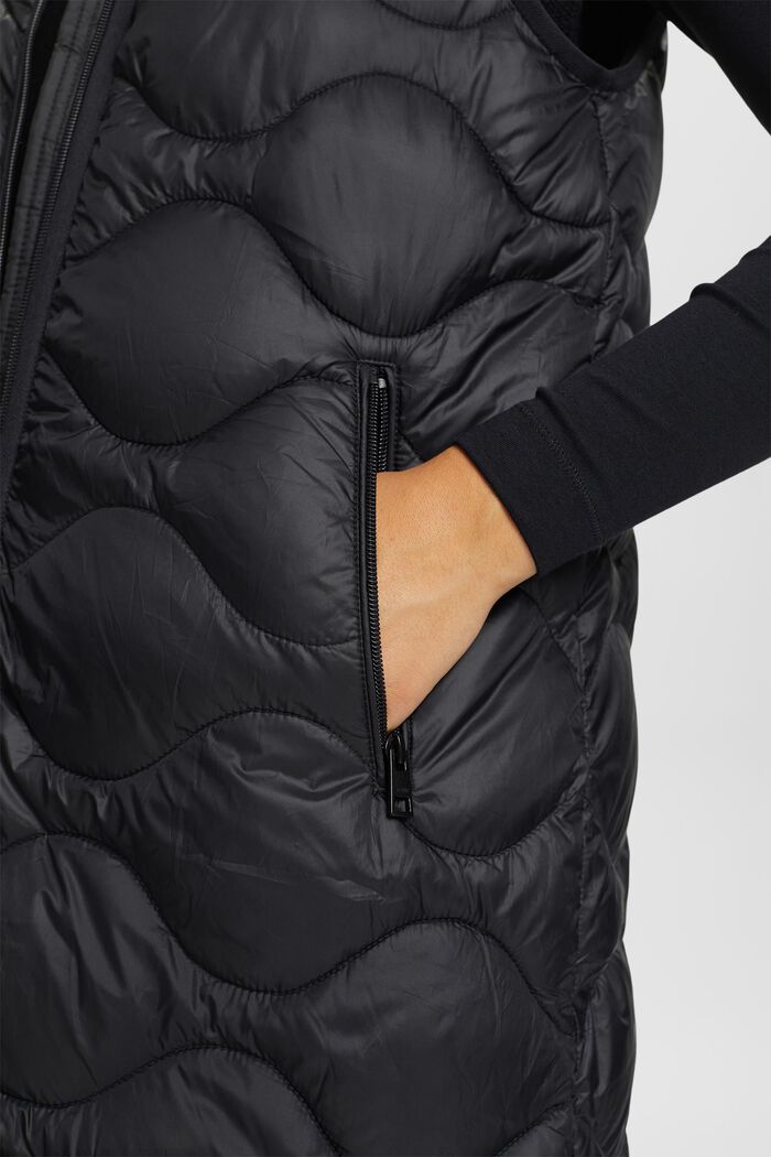 Recycled: longline quilted body warmer, BLACK, detail image number 2