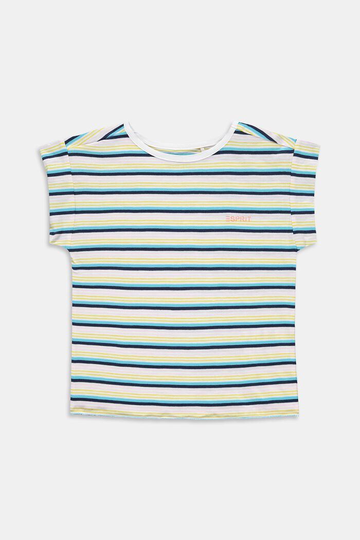 Striped T-shirt, 100% cotton, PETROL BLUE, detail image number 0