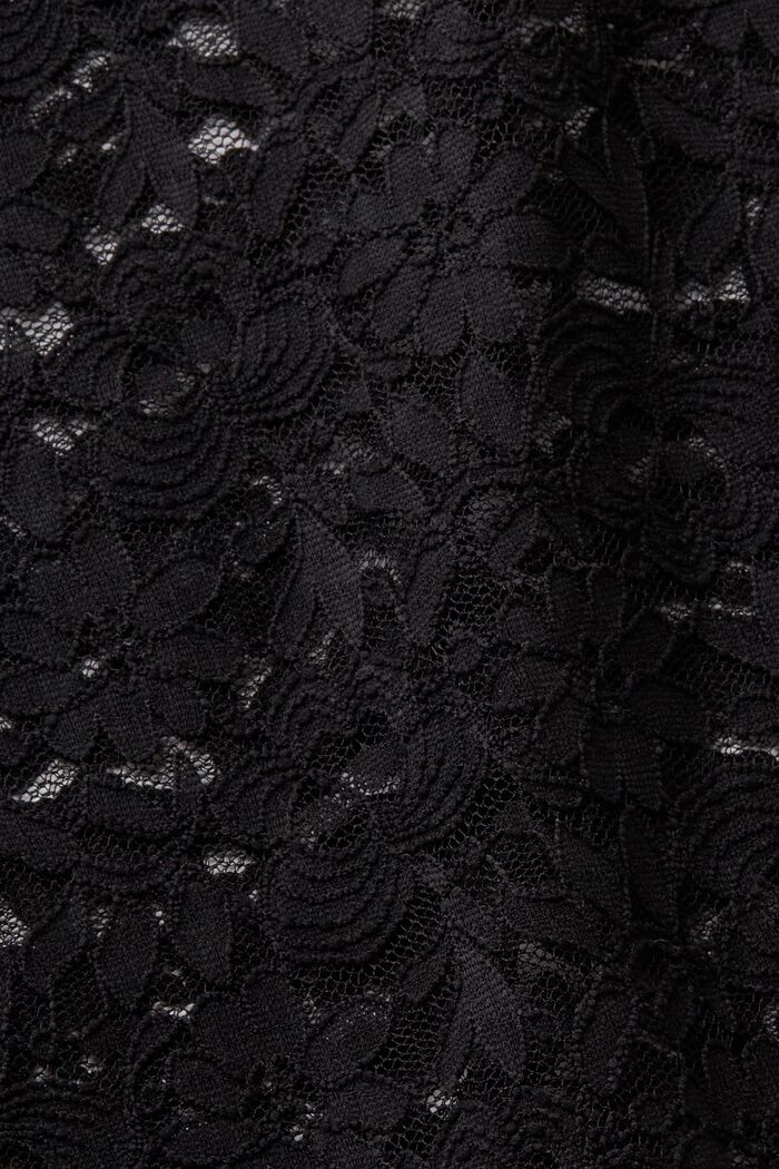 Cropped lace long sleeve top, BLACK, detail image number 6