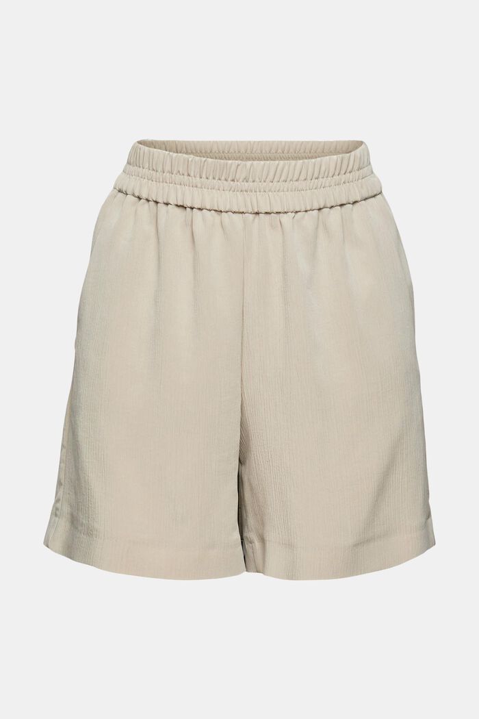Fabric shorts with a crinkle finish, LIGHT TAUPE, overview