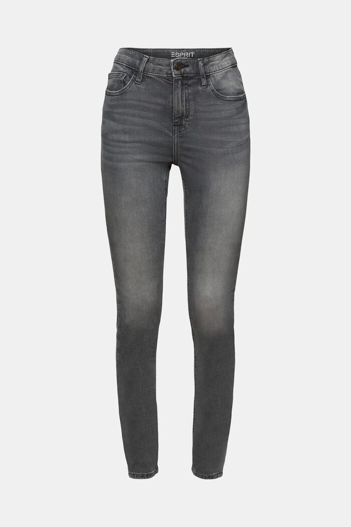 High-rise skinny jeans, GREY MEDIUM WASHED, detail image number 7