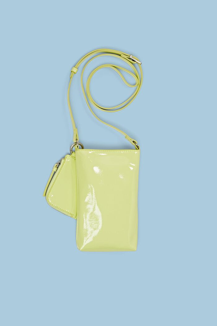 Faux Leather Crossbody Phone Pouch, LIME YELLOW, detail image number 0