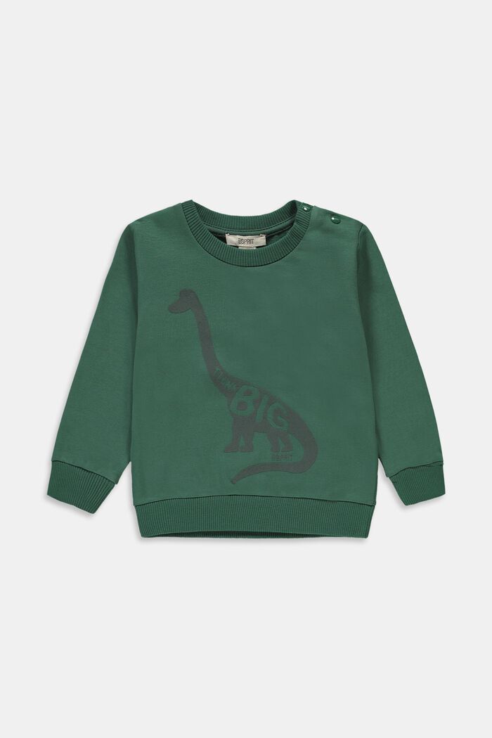 Sweatshirt with a print, organic cotton, BOTTLE GREEN, overview
