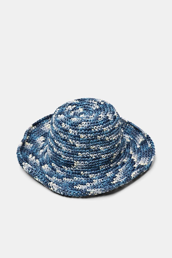 Marled-Effect Straw Bucket Hat, BLUE, detail image number 0