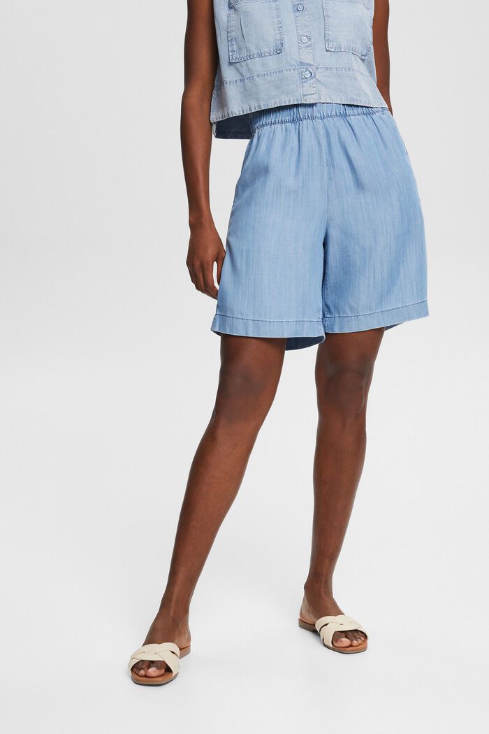 Faux denim shorts made of TENCEL™, BLUE LIGHT WASHED, detail image number 0
