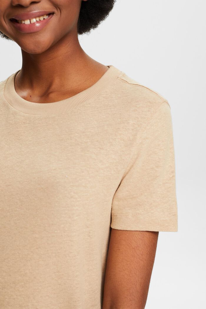 Cotton-Linen T-Shirt, BEIGE, detail image number 3