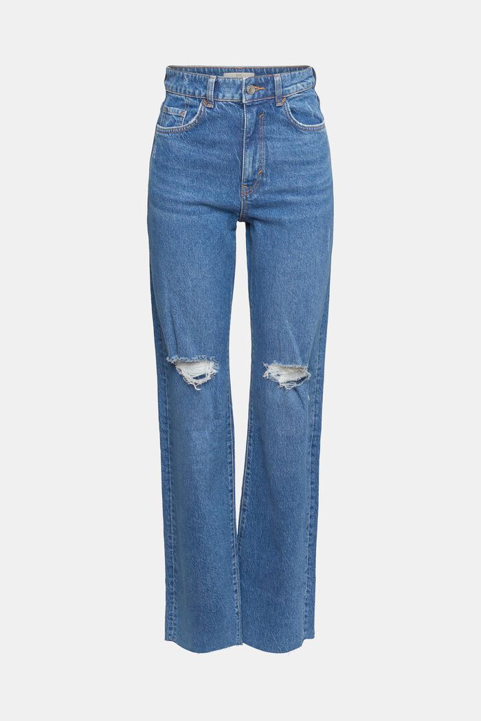 Wide-leg jeans with distressed effects