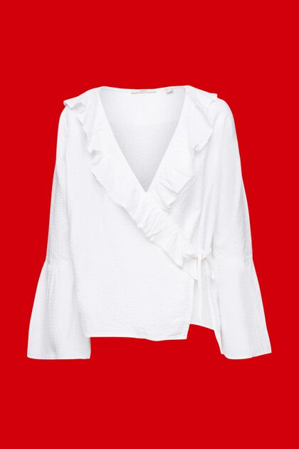 Wrap blouse with ruffles