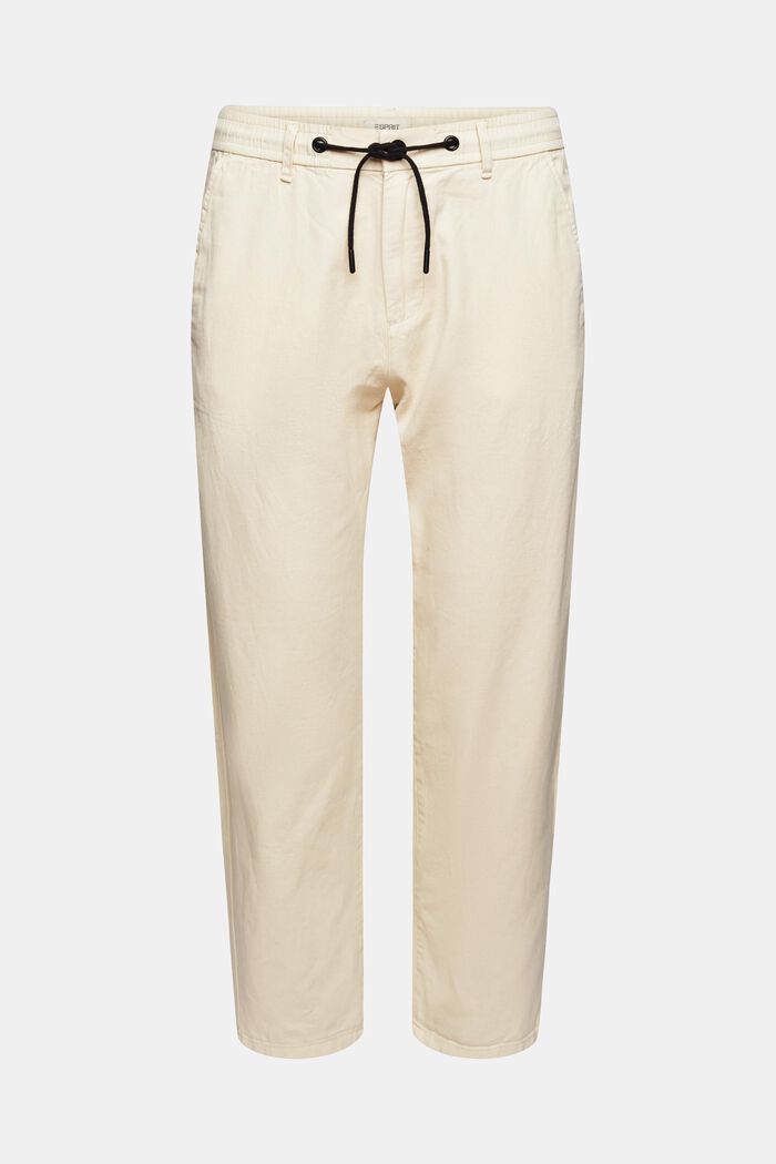 With linen: Chinos with a drawstring waistband, CREAM BEIGE, detail image number 6