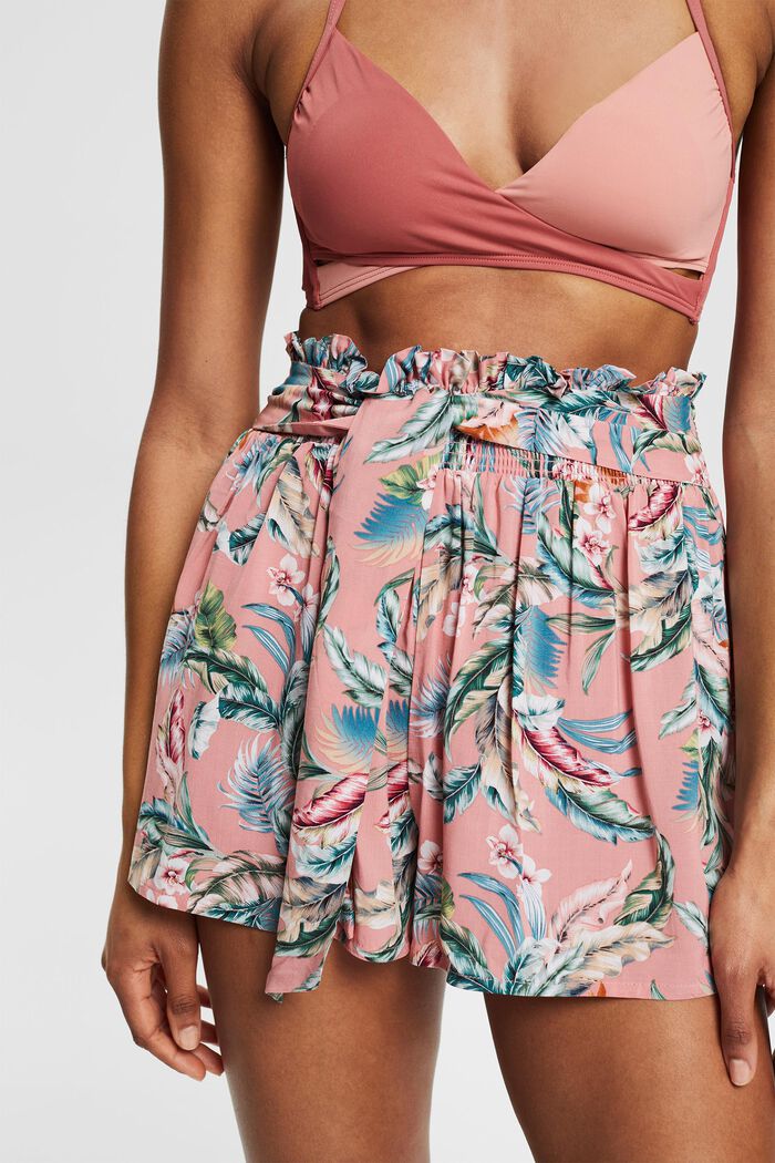 Tropical print shorts, LENZING™ ECOVERO™, SALMON, detail image number 1