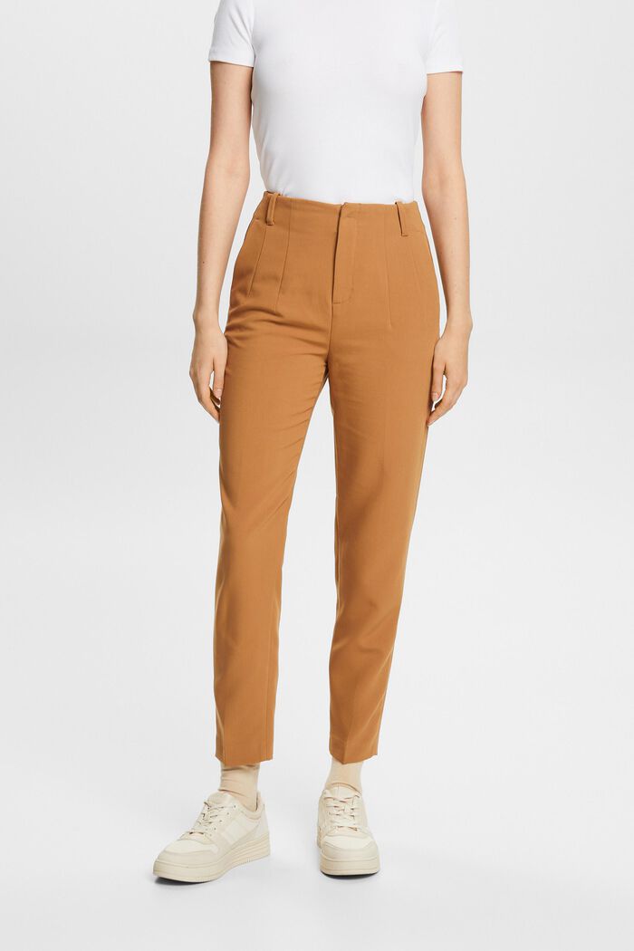 High waisted chino with darts, CARAMEL, detail image number 0