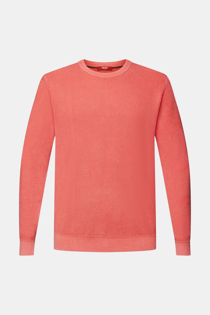 Basic crewneck jumper, 100% cotton, CORAL RED, detail image number 5