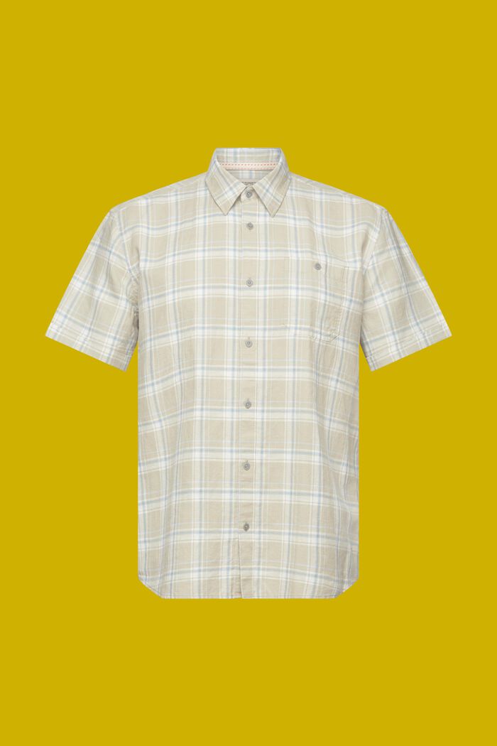 Checked short-sleeve shirt, LIGHT GREEN, detail image number 7