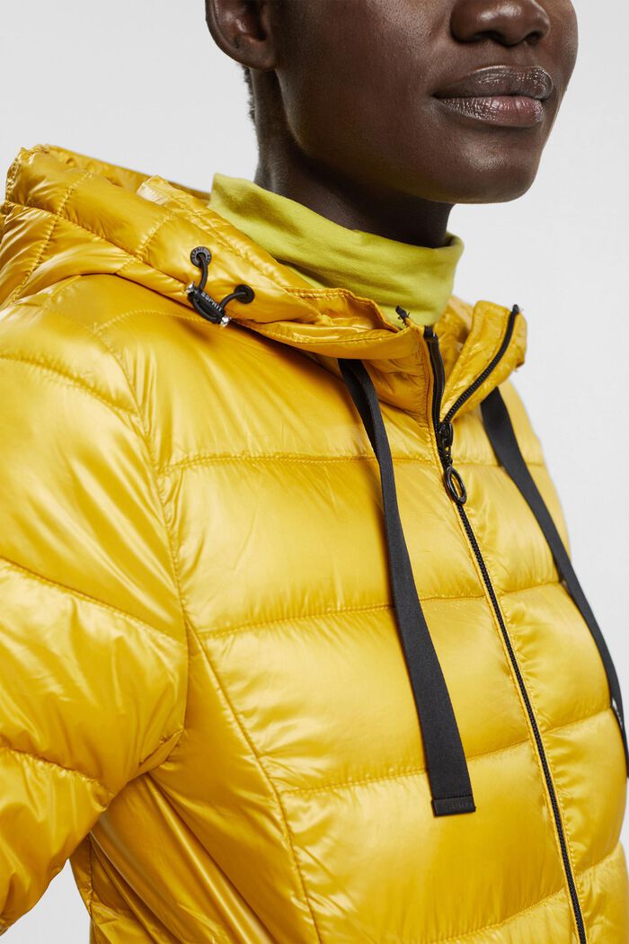 Quilted jacket with detachable hood, DUSTY YELLOW, detail image number 0