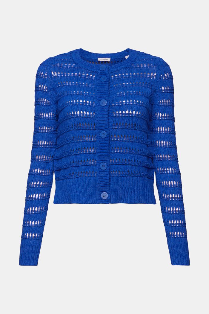 Open-Knit Sweater Cardigan, BRIGHT BLUE, detail image number 5
