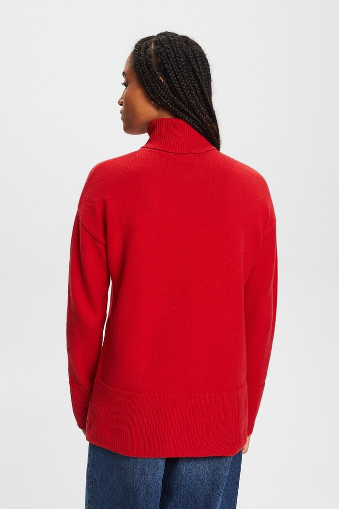 Turtleneck Sweater, DARK RED, detail image number 4