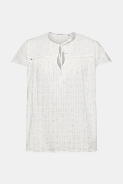 Short-sleeved cotton blouse with all-over pattern