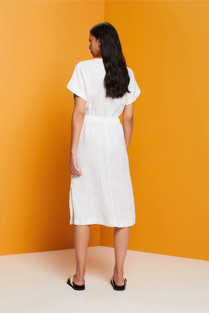 Wrap dress, 100% linen, WHITE, detail image number 3
