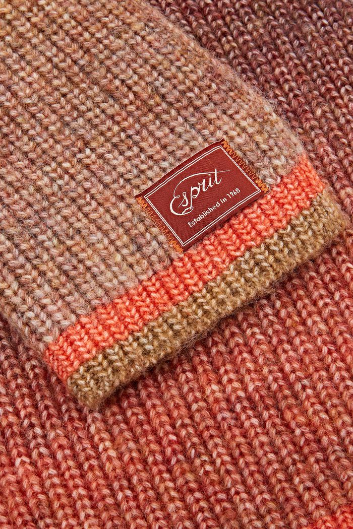 Faded Stripes Knitted Scarf, TOFFEE, detail image number 1